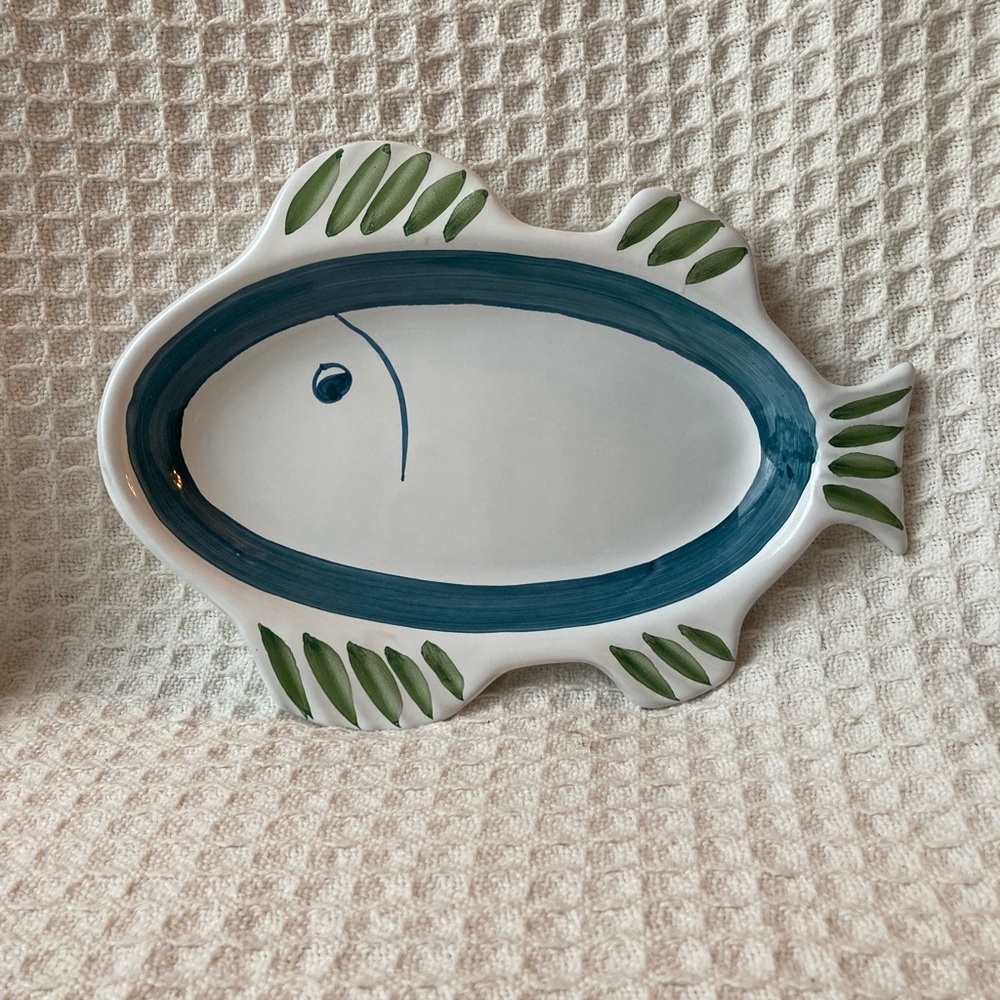 Caleca Hand Painted Fish Serving Dish Made In Italy